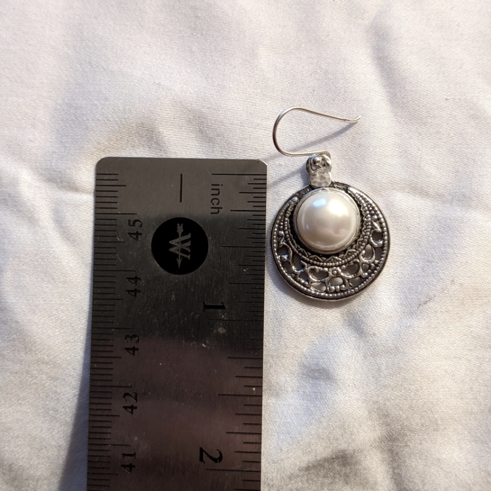 Silver and pearl drop earrings